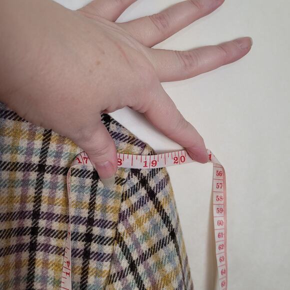 Vintage L.L. Bean wool oatmeal check plaid leather button jacket Size 18 Preppy - Picture 11 of 12